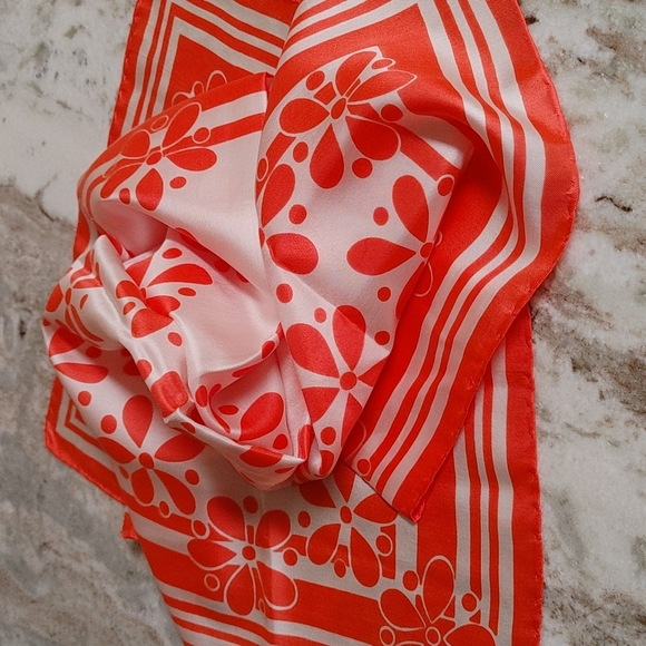 Vintage Accessories Vintage Bright Orange Silk Scarf Poshmark